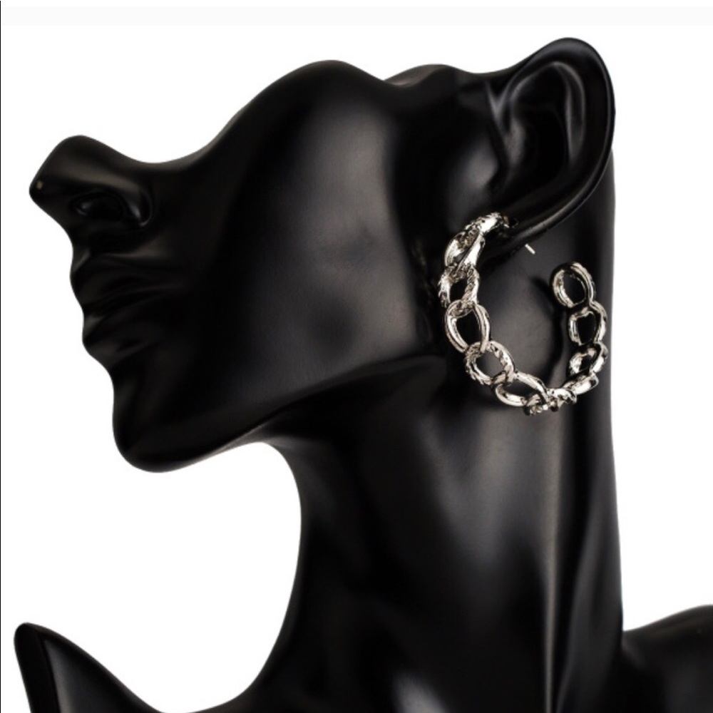 Silver Chain Link Hoops